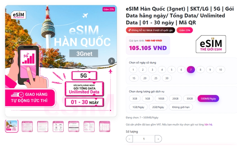 Chọn đúng dung lượng eSIM Hàn Quốc giúp tiết kiệm chi phí và sử dụng hiệu quả